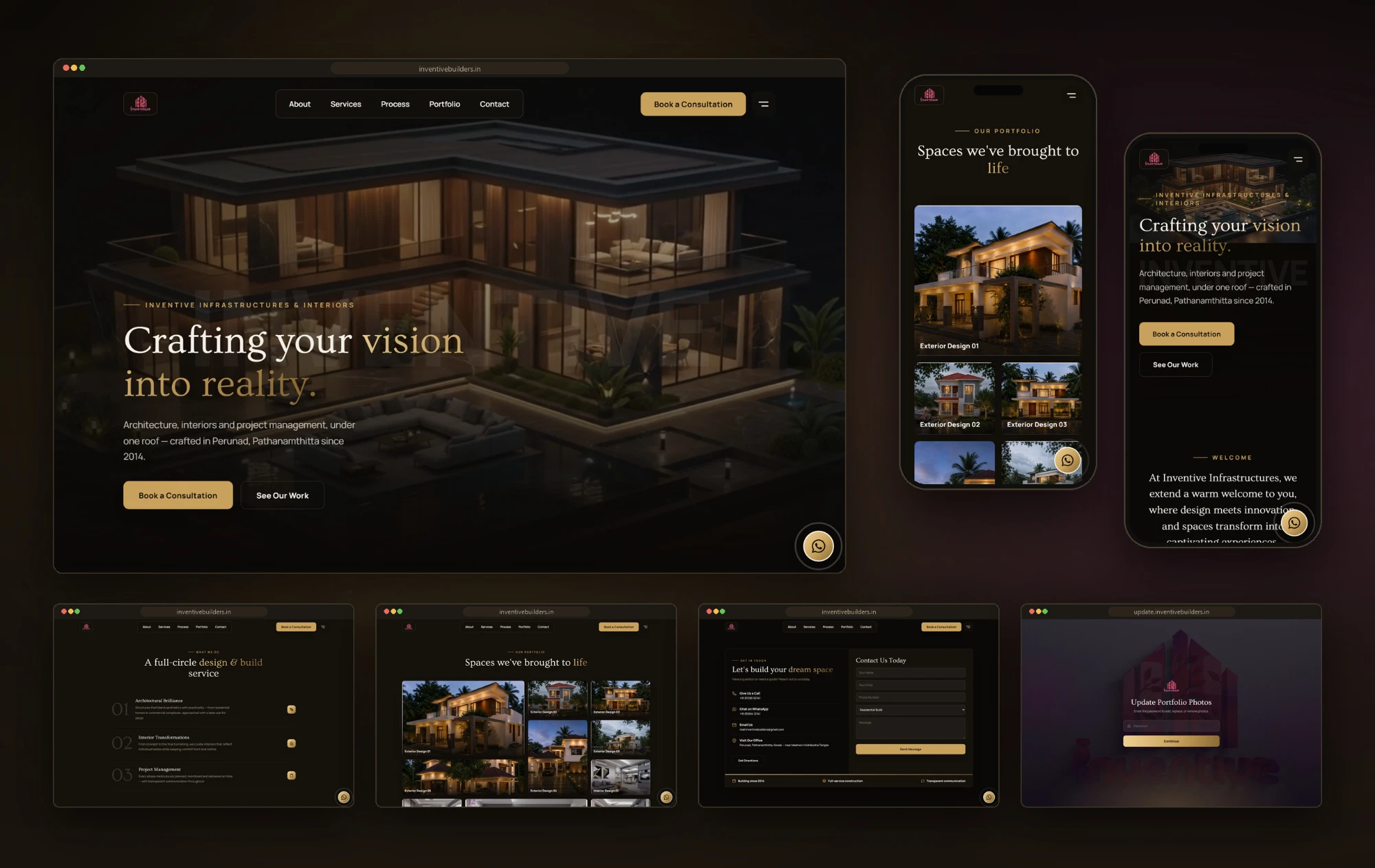 Inventive Builders website on desktop and mobile